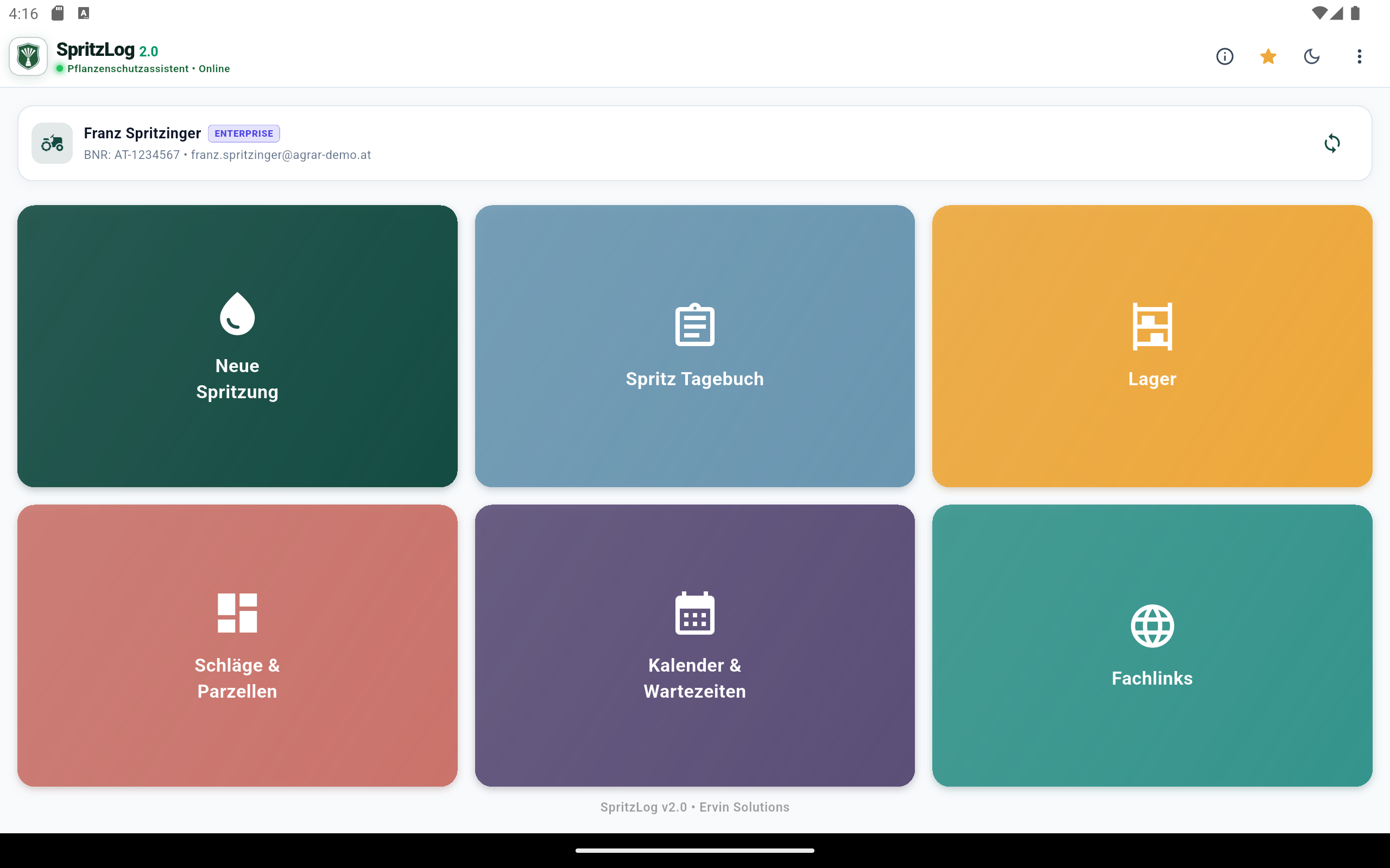 SpritzLog 2.0 Tablet und WebApp Dashboard Ansicht